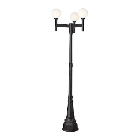 Z-Lite Laurent 3 Light Outdoor Post Mount Fixture, 30in. W x 100in. H, Black 597MP3-564P-BK